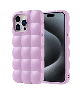 Apple iPhone 15 Pro Max Uyumlu Kılıf Silikon Parlak Esnek Yumuşak Kabartmalı Zore Dom Dom Kapak