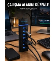 7 Girişli USB 3.0 Hub 5Gbps LED Göstergeli USB Çoğaltıcı