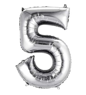 5 yaş rakam folyo gümüş balon 100 cm