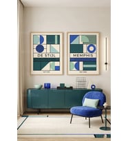 Modern Geometrik Sanat 2'li Ahşap Çerçeveli Tablo Seti