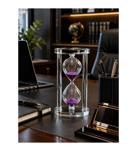 Modern Ofis Masa Üstü Biblosu Cam Kum Saati 10 Dakikalık Zamanlı Mor Kum Dekoratif Hediye 14.5x8 CM