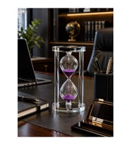 Modern Ofis Masa Üstü Biblosu Cam Kum Saati 10 Dakikalık Zamanlı Mor Kum Dekoratif Hediye 14.5x8 CM