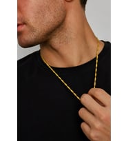 18K Altın Kaplama 3mm Singapur 925 Ayar Gümüş Erkek Zincir Kolye VEK-3214