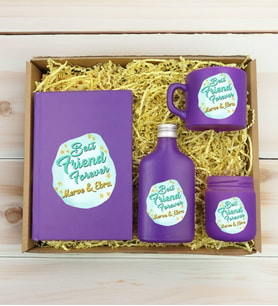 BK Gift Kişiye Özel İsimli DTF Best Friend Temalı Mor Defter & Kahve Fincanı & Kolonya & Mum Hediye Seti-2, Arkadaşa Hediye, Doğum Günü Hediyesi