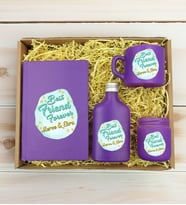 BK Gift Kişiye Özel İsimli DTF Best Friend Temalı Mor Defter & Kahve Fincanı & Kolonya & Mum Hediye Seti-2, Arkadaşa Hediye, Doğum Günü Hediyesi