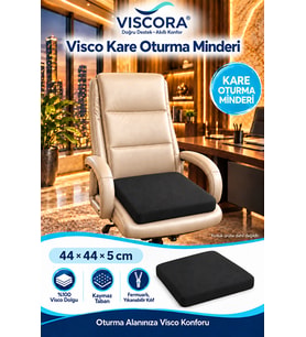 Visco Kare Oturma Minderi – Ofis Koltuğu, Sandalye ve Ev İçin Kaymaz Minder 44×44×5 cm