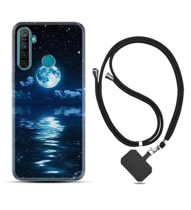 Realme 5i 5 Pro 6i 7 Pro 8 Kılıf Boyun Askılı Silikon Night Moon 1133
