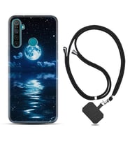 Realme 5i 5 Pro 6i 7 Pro 8 Kılıf Boyun Askılı Silikon Night Moon 1133