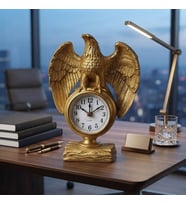 Dekoratif Ofis Çalışma Alanınıza Şıklık Katan Güçlü İhtişamlı Kartal Masa Saati Biblo Hediye 21x13CM