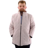 Mode XL Büyük Beden Erkek Dik Yaka Kapitone Mont U24601 Bej