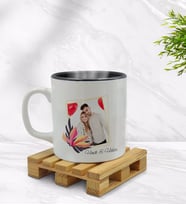 BK Gift Kişiye Özel İsimli Fotoğraflı İçi Siyah Renkli Kupa Bardak Model 27