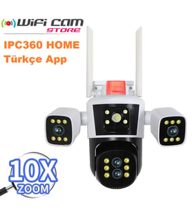 4 Kameralı 10x Zoom Özellikli Yeni Nesil Wifi PTZ Kamera IPC360 Home Türkçe Program