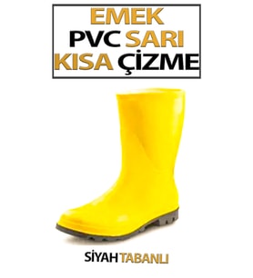 PVC Kısa Çizme Sarı Tabanı Siyah
