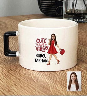 Kişiye Özel Karikatürlü Cute But Virgo Başak Burcu Lüks Fincan Doğum Günü Hediyesi