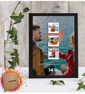 Kişiye Özel 4 Fotoğraflı Tarihli Polaroid Tasarım Fotoğraf Çerçevesi