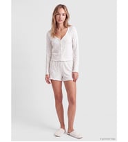 LCW DREAM Ekru V Yaka Çiçekli Kadın Şortlu Pijama Takımı