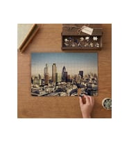 Günbatımı Bulutlu Gökler Ve Şehir Manzarası Tasarımı 240 parça Ahşap Puzzle Ahşap Kutuda MP01218
