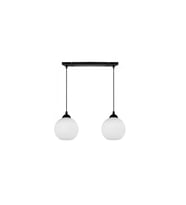 RİOLIGHT MODERN,RETRO,VİNTAGE OPAL BEYAZ CAMLI 2XE27 SIRALI SİYAH METAL GÖVDE MASA ÜSTÜ SARKIT AVİZE