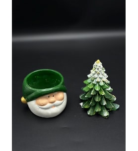 Yılbaşı Noel Baba Kase ve Çam Ağacı Dekoratif Obje ve Biblo