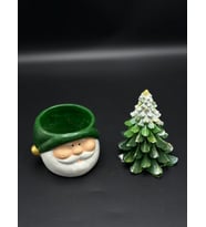 Yılbaşı Noel Baba Kase ve Çam Ağacı Dekoratif Obje ve Biblo