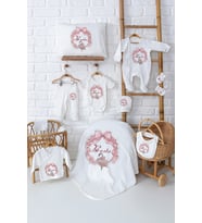 Pia Baby Premium %100 Pamuk Kız Bebek Hediyesi 11 Parça İsme Özel Doğum Seti 5025-00 (Ekru)