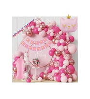 FUŞYA PEMBE TONLARINDA KEDİ FOLYO BALONLU BALON ZİNCİR SET