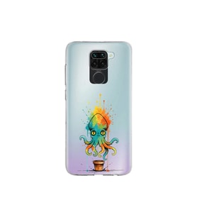 Redmi Note 9 ile uyumlu Splash ahtapot tasarımlı şeffaf silikon kılıf