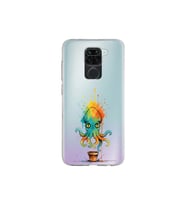 Redmi Note 9 ile uyumlu Splash ahtapot tasarımlı şeffaf silikon kılıf