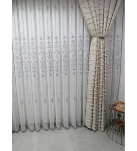 NİVEMESHOME NİSA 555 GÜMÜŞ 1/3 PİLELİ TÜL PERDE APM