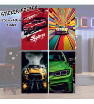 art oto araba spor arabalar - 4 adet yapışkanlı poster sticker etiketler - dolap cam oda için