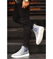 Shoetyle - Gri Hakiki Deri Süet Erkek Chelsea Bot   250-041