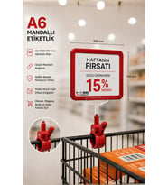 A6 Fiyatlık Mandallı Etiketlik Sepet Raf Askılık Fiyat Etiketi Çerçeveli Market Mağaza Kırmızı