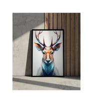 Tablo  Ahşap Çerçeveli Tablo, Renkli Geometrik Geyik Tablosu, Çerçeveli Poster, Hayvan Temalı Tablo (Karışık)