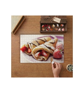 Çilekli Krepler Tasarımı 240 parça Ahşap Puzzle Ahşap Kutuda MP01706