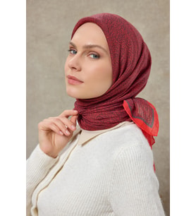 Labirent Desen Lyocell Monare Eşarp - 6424 (Kırmızı)