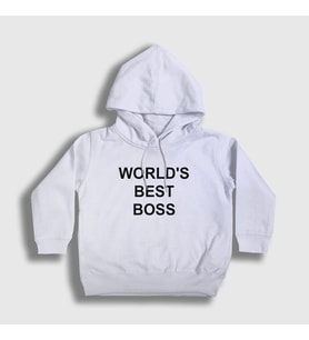Presmono Unisex Çocuk Beyaz Worlds Best Boss The Office Kapüşonlu Sweatshirt 346612tt (Beyaz)