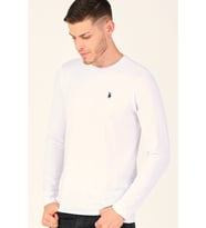 T8588 DEWBERRY BİSİKLET YAKA UZUN KOL T-SHIRT-PAMUK BEYAZ
