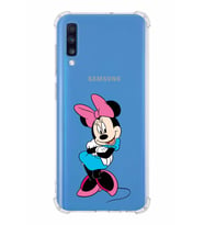 Samsung Galaxy A70  Köşe Korumalı Antişok Kapak Minnie Mouse Tasarımlı Şeffaf  Kılıf