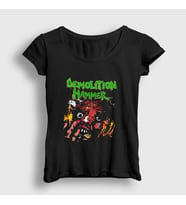 Presmono Kadın Siyah Tortured Existence Demolition Hammer T-Shirt 482998tt