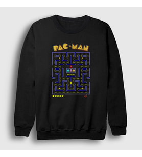 Presmono Unisex Siyah Map Pac Man Pacman Sweatshirt 312102tt