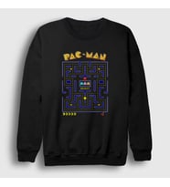 Presmono Unisex Siyah Map Pac Man Pacman Sweatshirt 312102tt