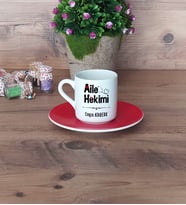 Aile Hekimi Türk Kahvesi Fincanı Kırmızı Tıp Bayramı Hediyesi