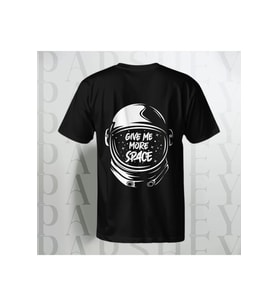 Give Me More Space Baskılı Unisex Yarım Kollu Bisiklet Yaka %100 Pamuk Oversize T-shirt