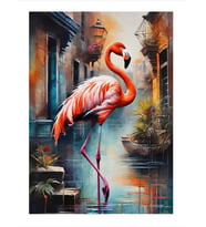 Pembe Flamingo Desenli Mdf Tablo