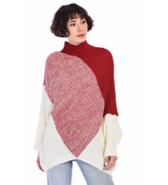 8400017 Triko Patchwork Desenli Tunik KIRMIZI