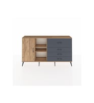 Arges Konsol 4 Raflı 4 Çekmeceli Tek Kapaklı  176x30x99 Çam-Çam/Antrasit