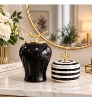 Dekoratif Obje Gold Dallı Siyah Şah Küp Mercan Zamaklı Klasik Zebra Obje