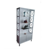 Kitaplık X 17614 ÇAPRAZ Yan Model Alt Kapak raf Kayın MDF Torna Parlak Beyz Lake