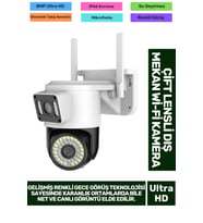 8MP Ultra HD 355° Yatay 90° Dikey Çift Lensli Otomatik Takip Dış Mekan Wi-Fi Mobil İzlenen Kamera