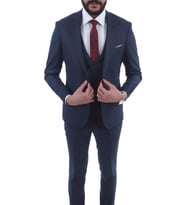 Jan Carlucci Slimfit Yelekli Drop 6 Takım (Lacivert)